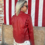 Red Vegan Leather Moto Jacket