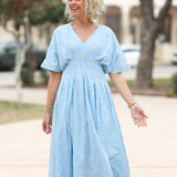 Blue Eyelet Maxi Dress