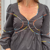 Black Piping Blouse