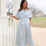 Light Blue Stripe Maxi Dress