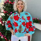 Baby Blue and Red Cardinal Sweatshirt