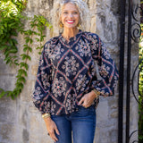 Black Medallion Long Sleeve Top