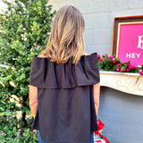 Black Strapless Bow Top