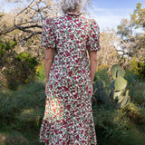 Maroon Floral Midi Dress