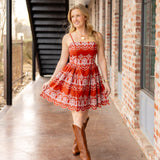 Red Embroidery Mini Dress