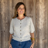 Grey Puff Sleeve Cardigan