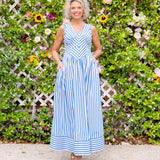 Surf Blue Stripe Maxi Dress