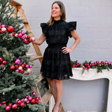 Black Chiffon Belted Mini