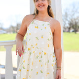 Ivory Mini Dress w/ Sunflowers