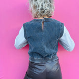 Quilted Denim with Poplin Sleeve