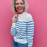 Stripe Mock Neck Cashmere