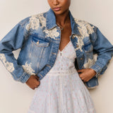 Amana Lace Applique Denim Jacket