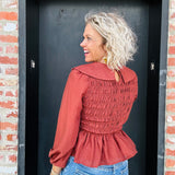 Brick Peplum Top