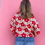 Cream - Red Flower Sweater