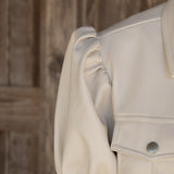 Ecru Faux Leather Jacket