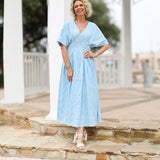 Blue Eyelet Maxi Dress