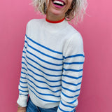 Stripe Mock Neck Cashmere