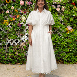 White Eyelet Shirt Dress Maxi