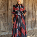Maroon/Black Maxi Dress