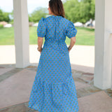 Blue Printed Midi Dress