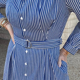 Stripe Shirt Maxi Dress