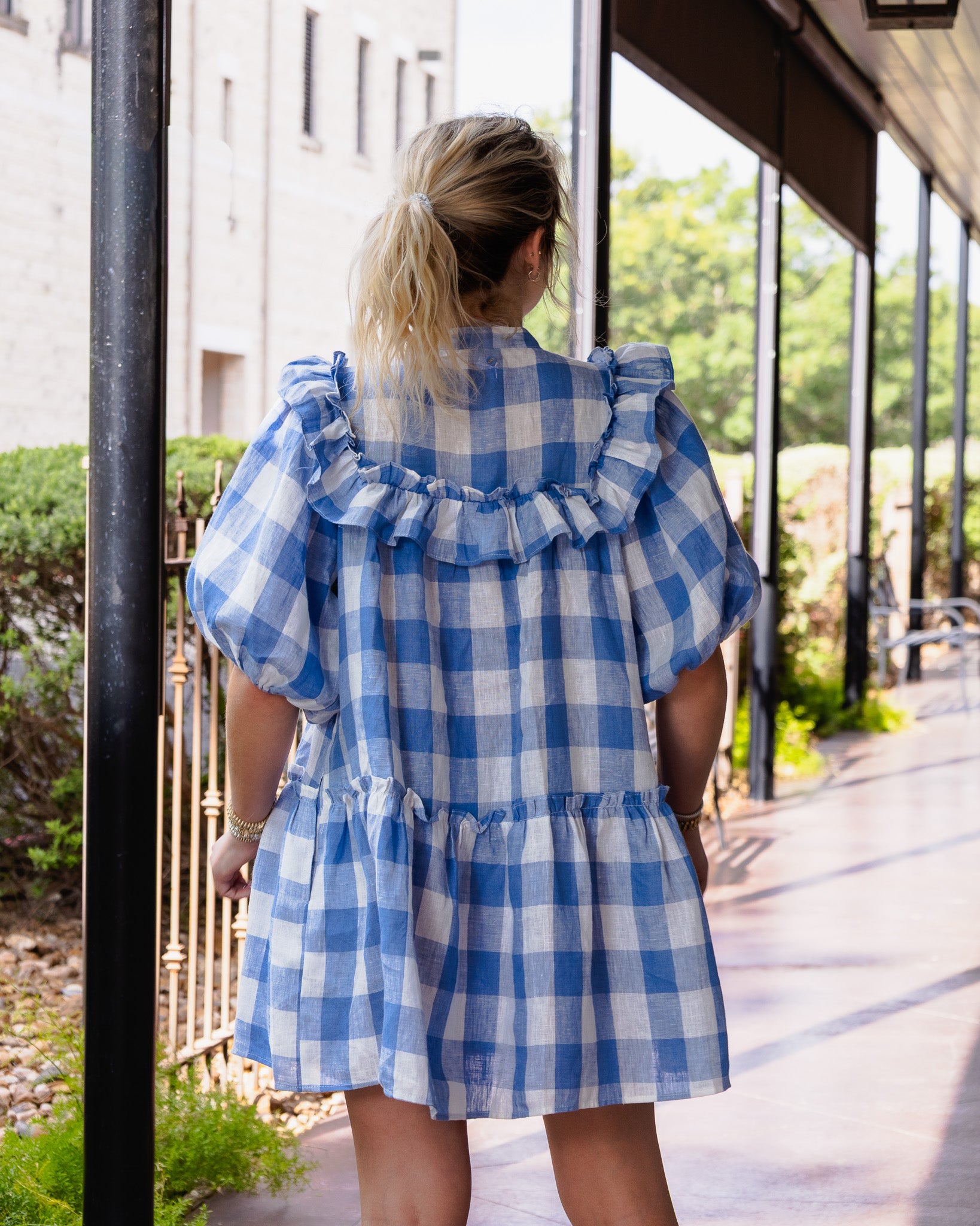 Buffalo Check Ruffle Mini Dress – Hey Love