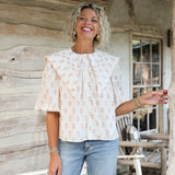 Oversized Collar Floral Top