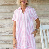 Striped Jacquard Mini Shirtdress