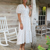 Ivory Printed Midi Dress