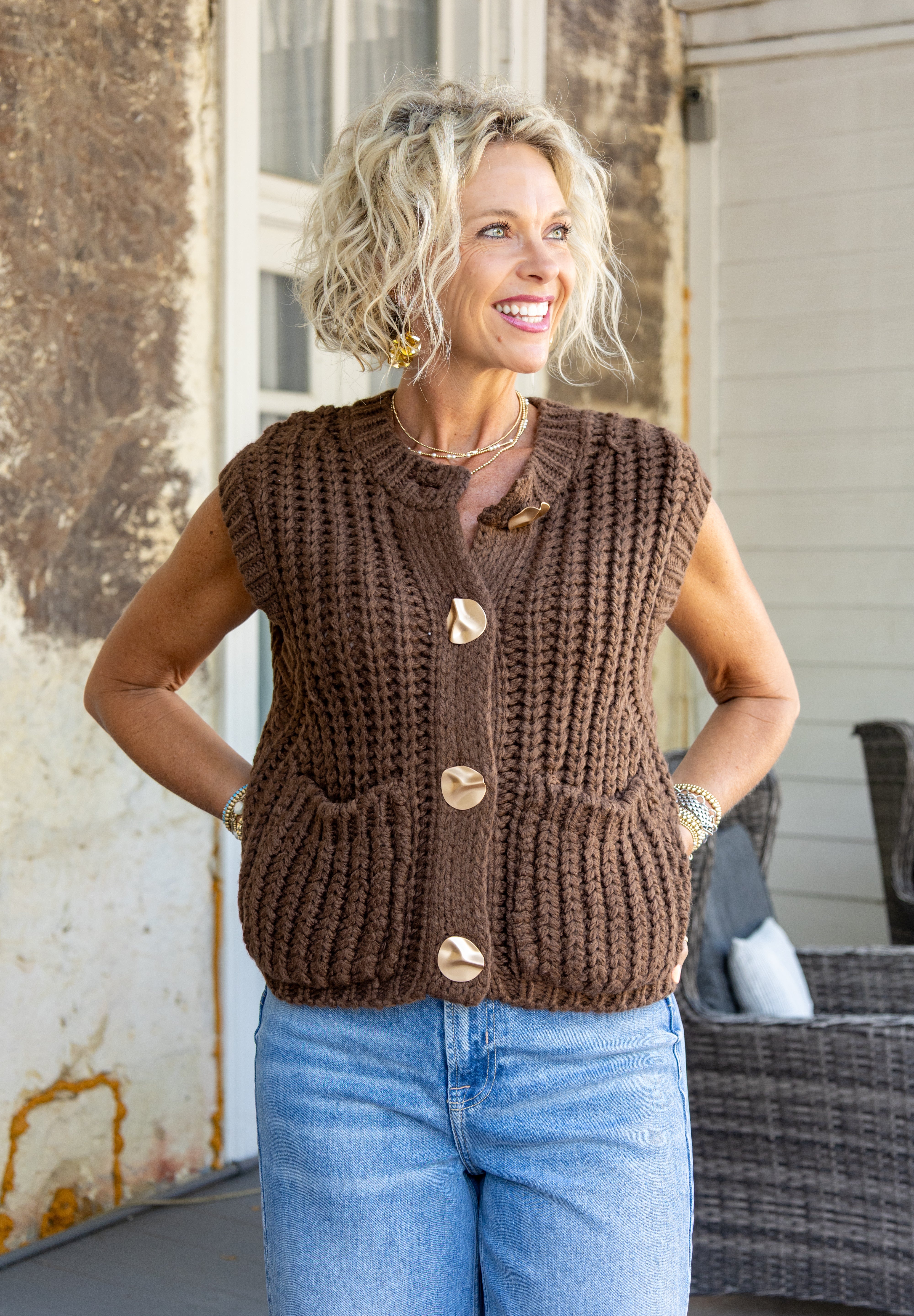 Chloe Mocha Sweater Vest – Hey Love - Main Image