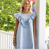 Denim Ruffled Mini Dress