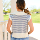 Stripe Collar Knit Vest