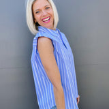 Stripe Power Shoulder Top