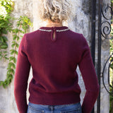 Wine Rhinestone Bow Sweater