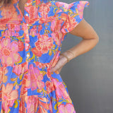 Floral Tier Pleat Dress