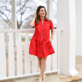 Red Cinch Mini Dress