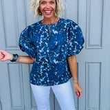 Navy Ditzy Top