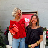 Red Strapless Bow Top