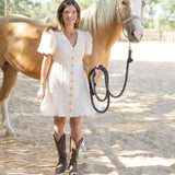 Ivory Textured Button Mini