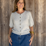 Grey Puff Sleeve Cardigan