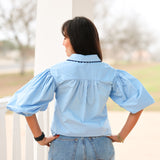 Blue Poplin w/ Ric-Rac Top