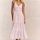 Esilda Heritage Cotton Midi Dress (Pink)