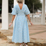 Blue Eyelet Maxi Dress