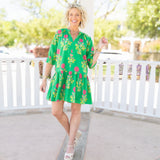 Green Floral Mini Dress