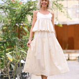 Ivory Flowy Maxi Skirt