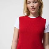 Mozart Crew Neck Sleeveless Vest -Red