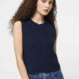 Mozart Crew Neck Sleeveless Vest-Marine