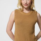 Mozart Crew Neck Sleeveless Vest -Camel