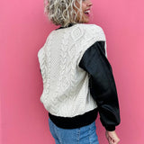 Black & Ivory Sweater Bomber