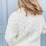 White Zip Cable Sweater